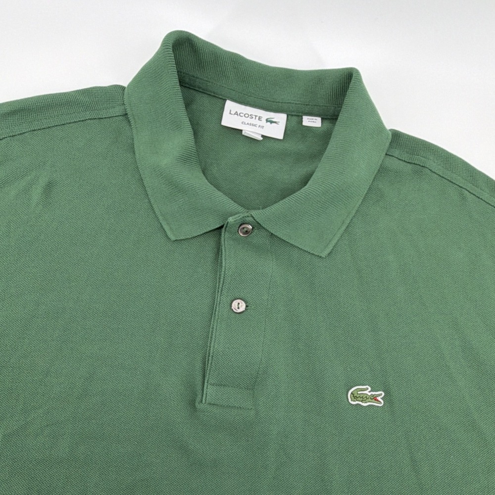 Lacoste Polo Shirt Men's 3XL Big & Tall Green Solid Classic Fit Logo Cotton